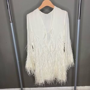 Cult Gaia white feather Evelyn dress